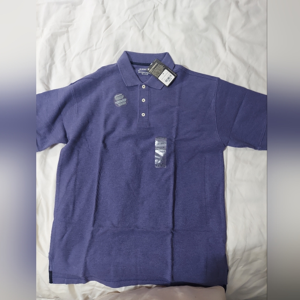 St Johns Bay Purple Blue Men’s Polo Shirt - Short Sleeve Medium NWT
